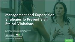 Management and Supervision Strategies to Prevent Staff Ethical Violations