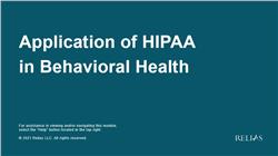 Application of HIPAA in Behavioral Health