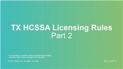 TX HCSSA Licensing Rules - Part 2